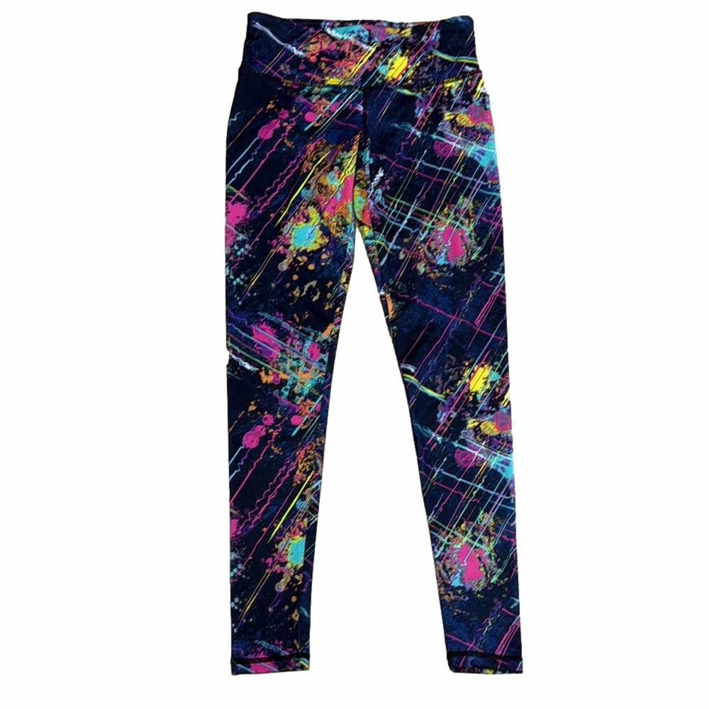 Almost Famous Artistic Leggings. Black with Colorful Print Activewear Athletic